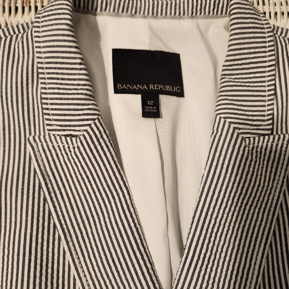 Banana Republic gray and cream women's double-breasted blazer size 12 - Picture 13 of 14